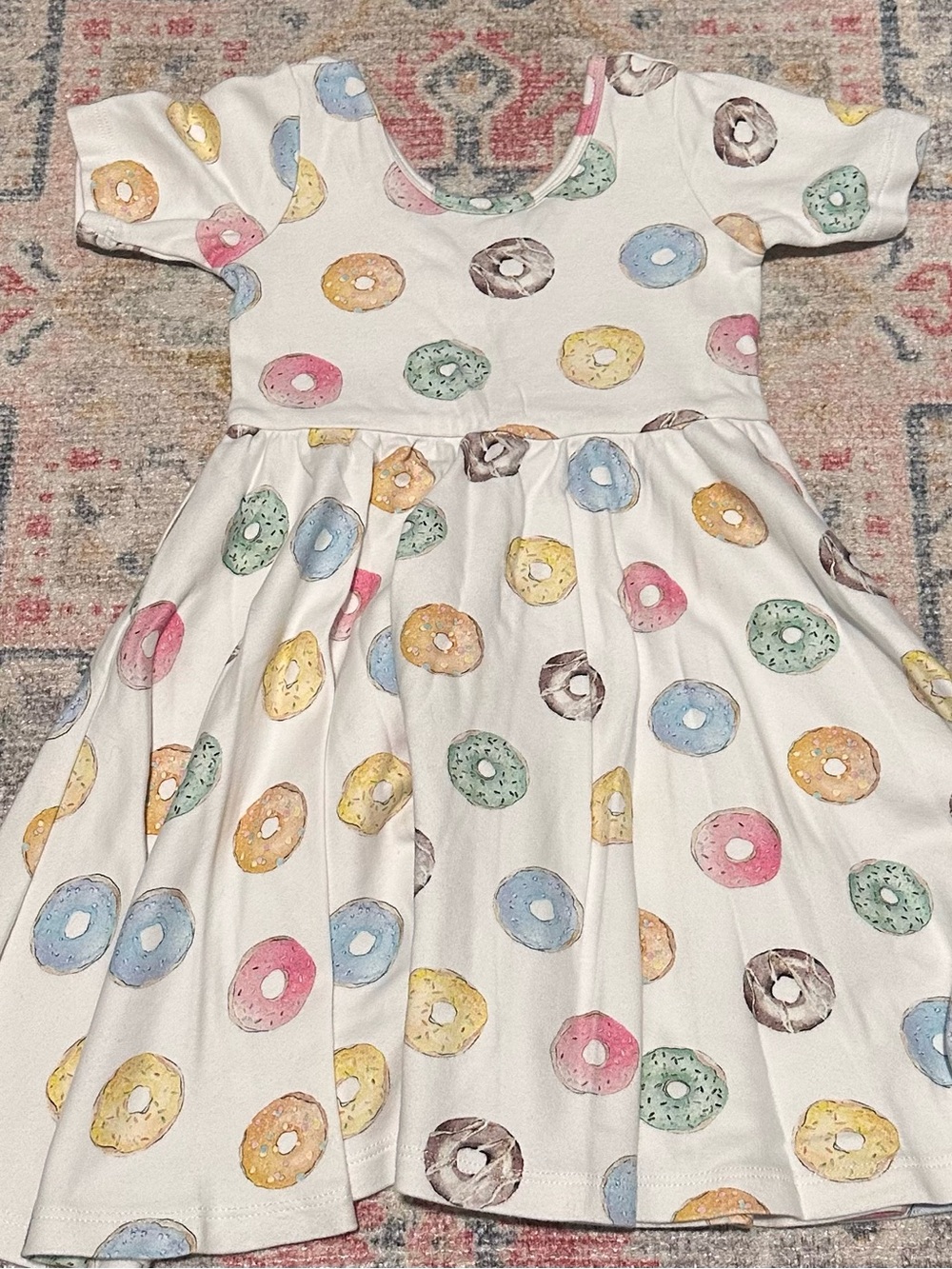 Nola Tawk Girls' White Donut Print Twirl Dress 4T EUC